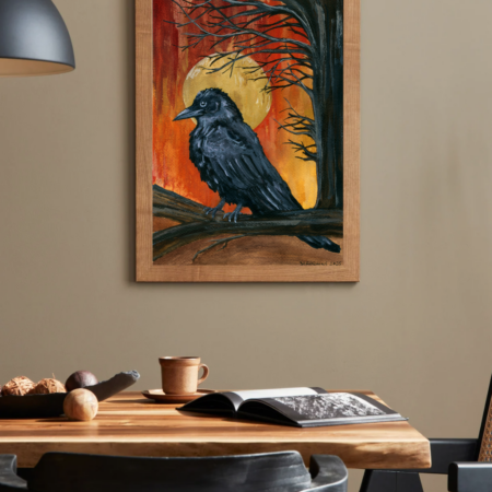 Raven - Modern Minimalist Living Room Wall Art Poster Wooden Frame Mockup