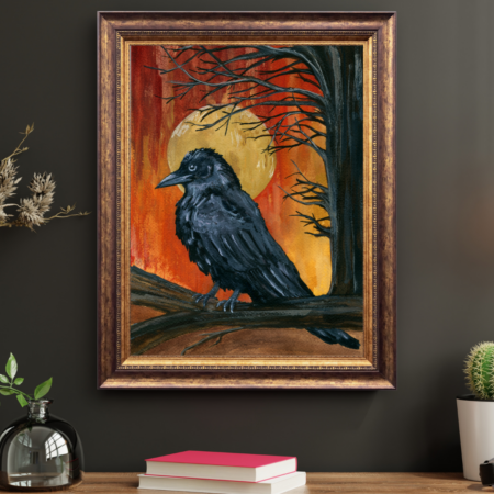 Raven - Vintage Aesthetic Living Room Wall Art Painting Poster Frame Mockup