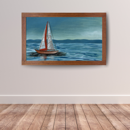 Sail Boat - Brown Beige Minimalist Wall Frame Display Mockup