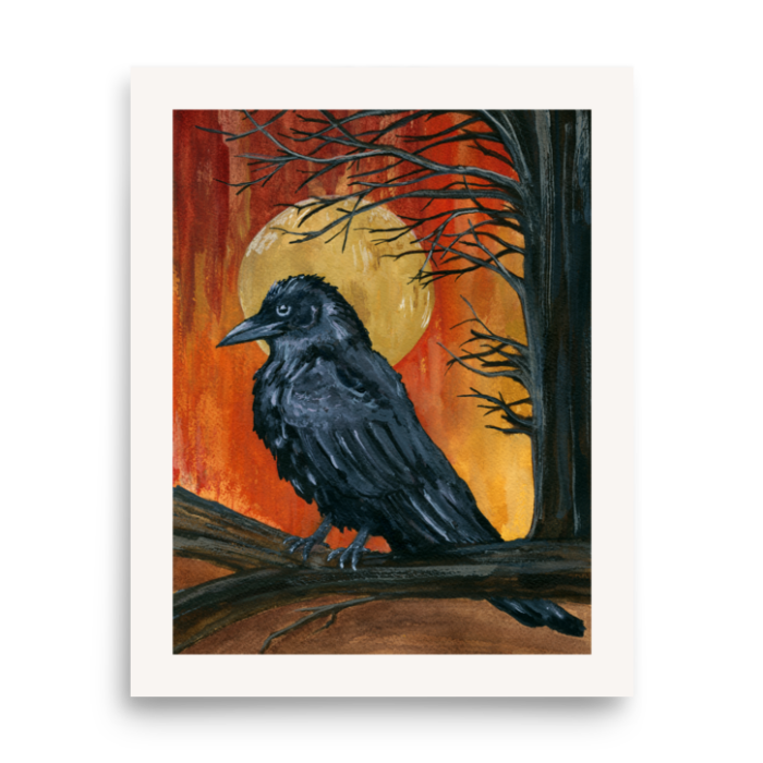 Raven Halloween art print witchy decor