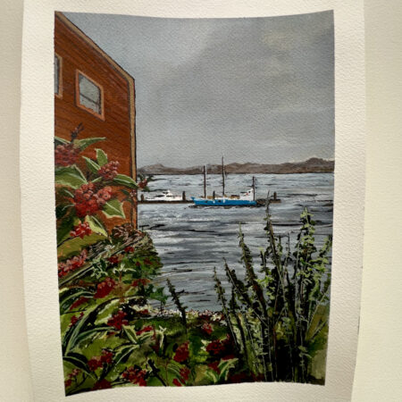 Coupeville watercolor painting by Carrie Scroggins – Whidbey Island coastal art