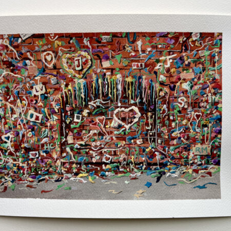 The Gum Wall original watercolor painting by Carrie Scroggins