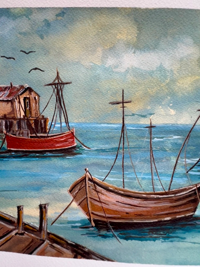Wooden Boats | Original Watercolor