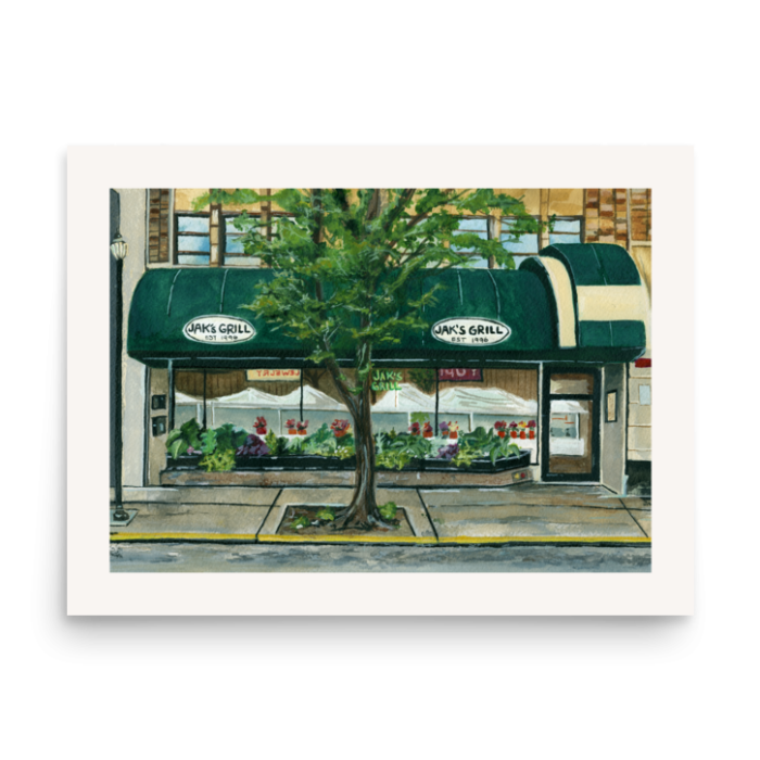 Jak’s Grill fine art print watercolor painting West Seattle