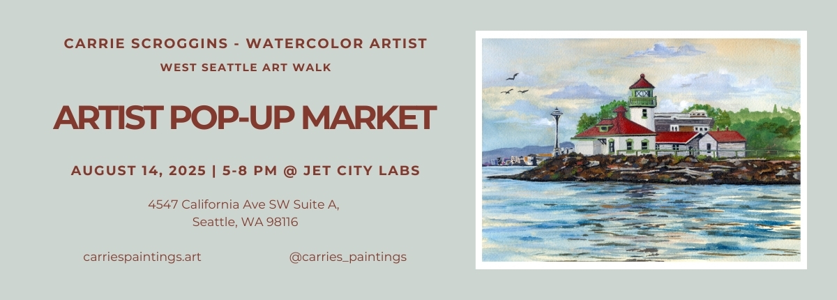 Emerge Artist Pop-Up Market at Jet City Labs – Carrie Scroggins watercolor prints