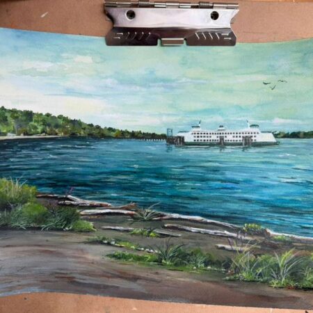Fauntleroy Ferry watercolor painting Seattle Lincoln Park view