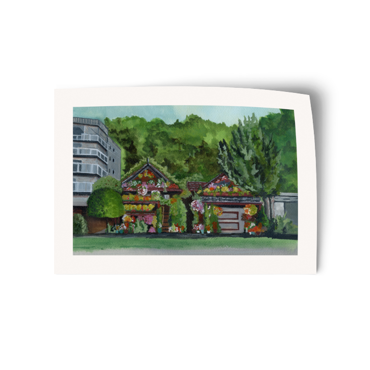 Alki Flower Houses | Watercolor Vinyl Sticker